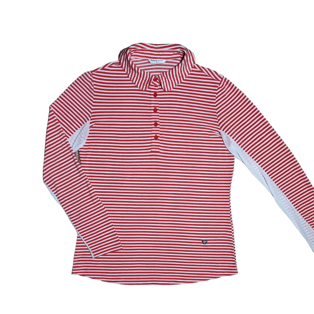 Kaos Polo Dry Wanita ZISHEN GOLF SPORTS Red Wh Stripe Branded Preloved