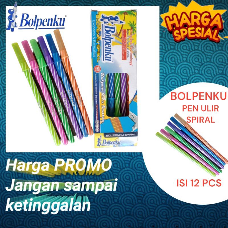

1 Pak Bolpenku Pulpen Lilin Ulir Spiral Bolpoin Warna Warni