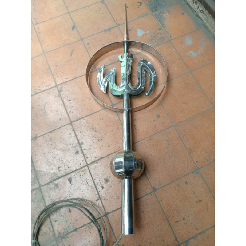 LAFADZ ALLAH STAINLESS STEEL UKURAN 40 CM + PENANGKAL PETIR, LAFADZ ALLAH STAINLESS UKURAN 40 CM NON