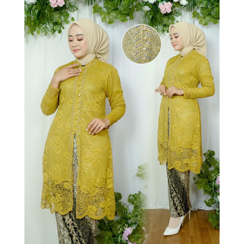 Setelan Kebaya Kancing Payet / Kebaya Maura Terbaru / Setelan Kebaya Kondangan / Kebaya Pesta Wanita