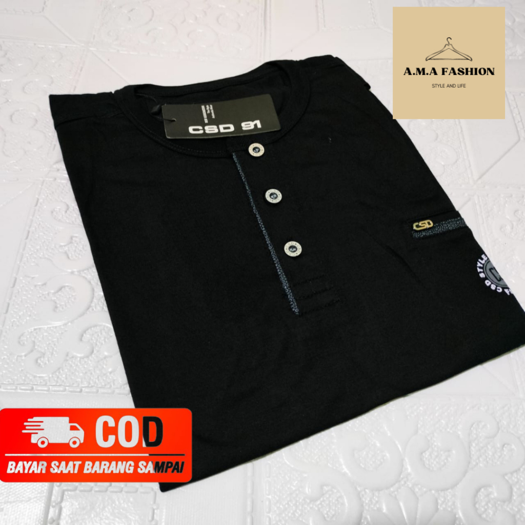 Baju Kaos Pria Kancing Lengan Pendek Bahan Cotton Combed Kaos CSD 91 Kancing Lengan Pendek Pria Bran