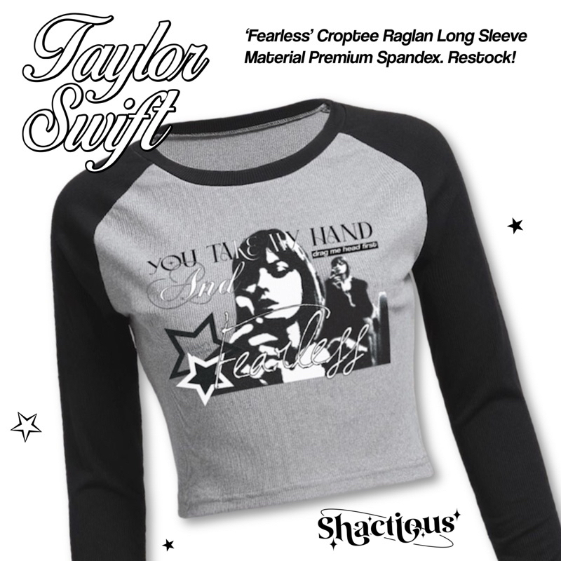 Crop Tee Raglan Taylor Swift ‘Fearless’ Long Sleeve / Crop Top / Crop Tee / Baby Tee / Raglan / T.S 