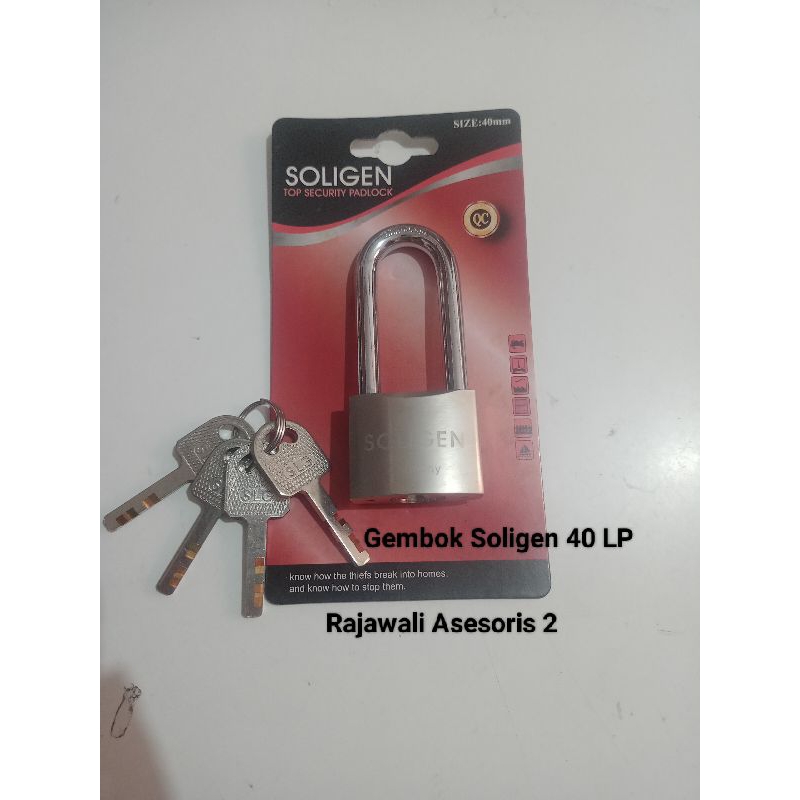 Gembok Padlock SOLIGEN 40 Leher Panjang Kuningan