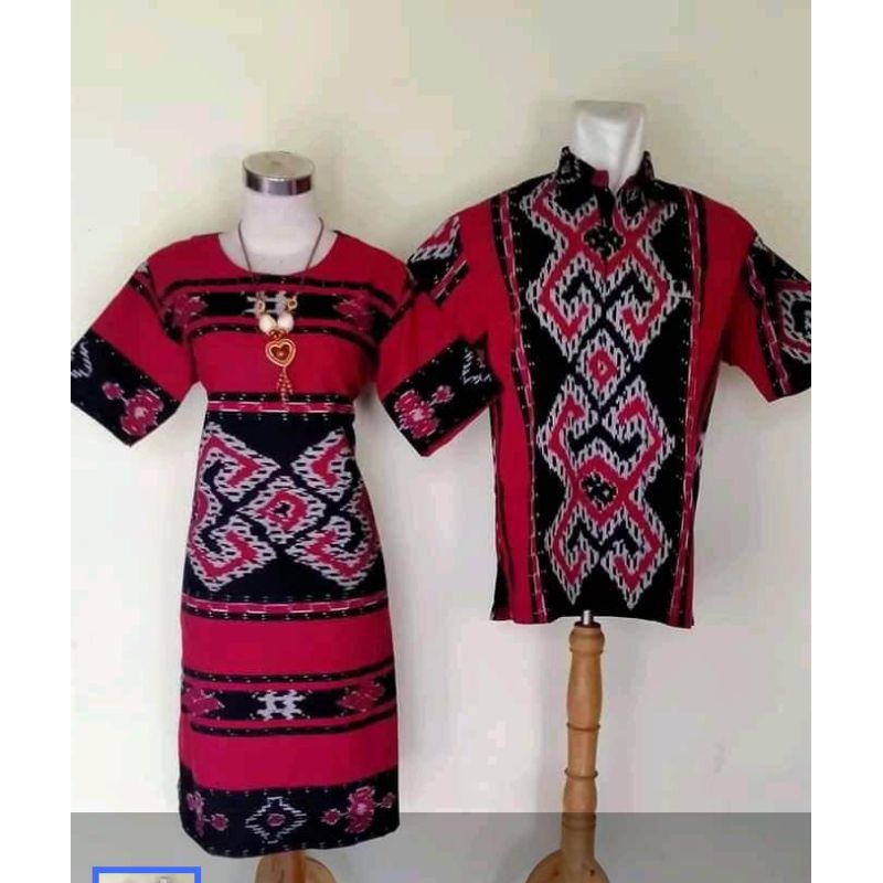 BAJU SET COUPLE KEMEJA DRES TENUN TERMURAH MOTIF SUMBA NTT, BAJU GEREJA, BAJU PESTA