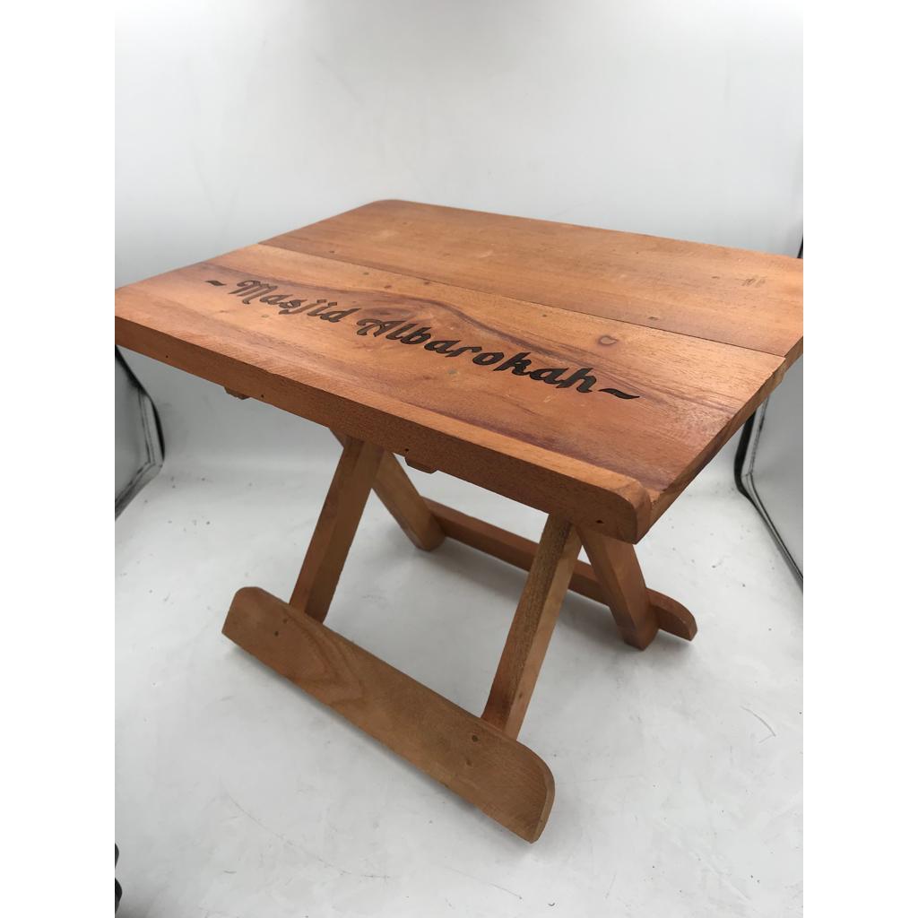 Meja Lipat Miring Meja BELAJAR Ngaji CUSTOM NAMA Rehal RAHEL Al Qur'an Miring Plitur 35x27 portable 