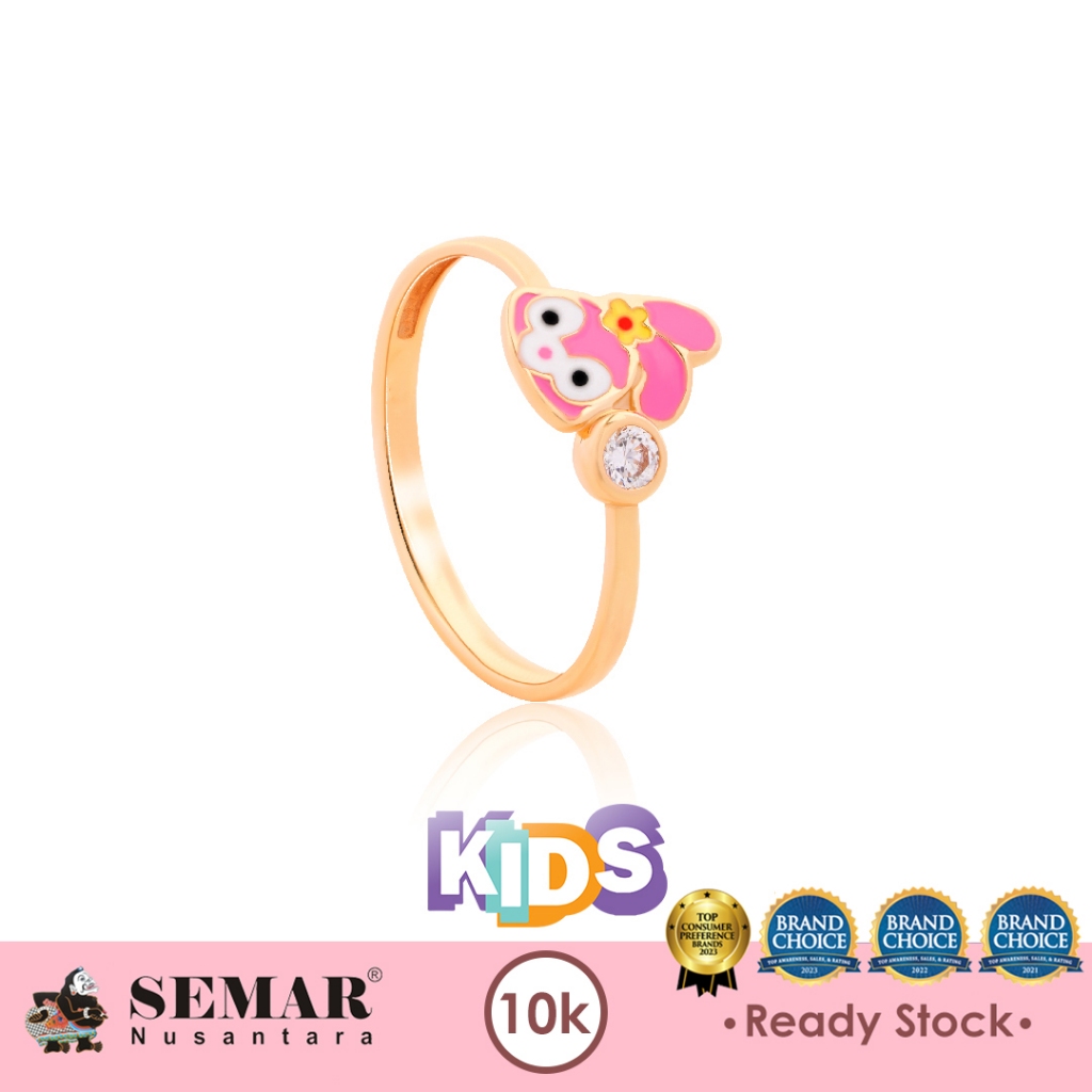 Cincin Emas Baby Colour Cute Bunny Kids Gold 10K Semar Nusantara