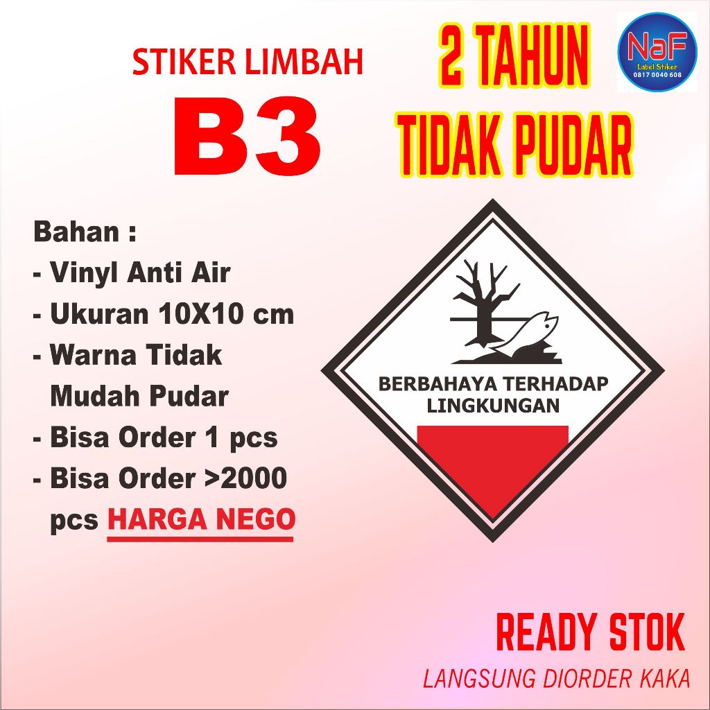 

Stiker limbah B3 label tanda simbol beracun bahaya lingkungan vinyl tahan air