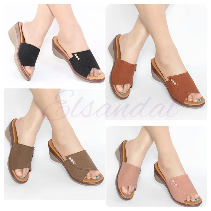 SENDAL WANITA WEDGES SELOP KEKINIAN SENDAL PESTA CS07