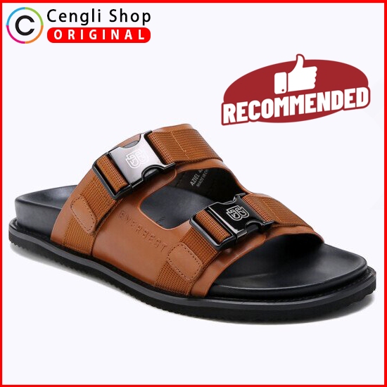 EM03 SANDAL PRIA EVERBEST ORIGINAL SENDAL SLIDE KULIT ASLI ORI COKLAT