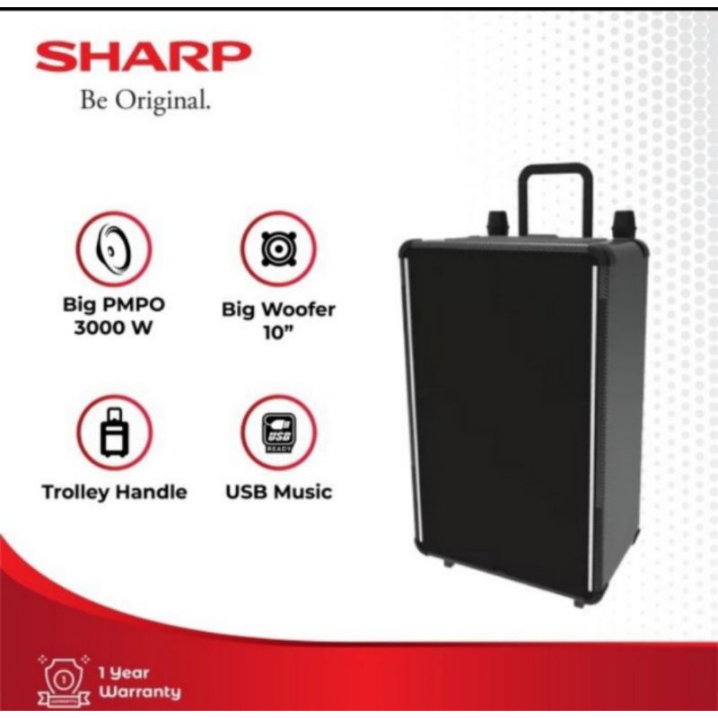 SPEAKER TROLLEY SHARP CBOX TR10CBL - SPEAKER PORTABLE SHARP 10 INCH - SHARP SPEAKER TROLLEY 10 INCH - SPEAKER SHARP MURAH