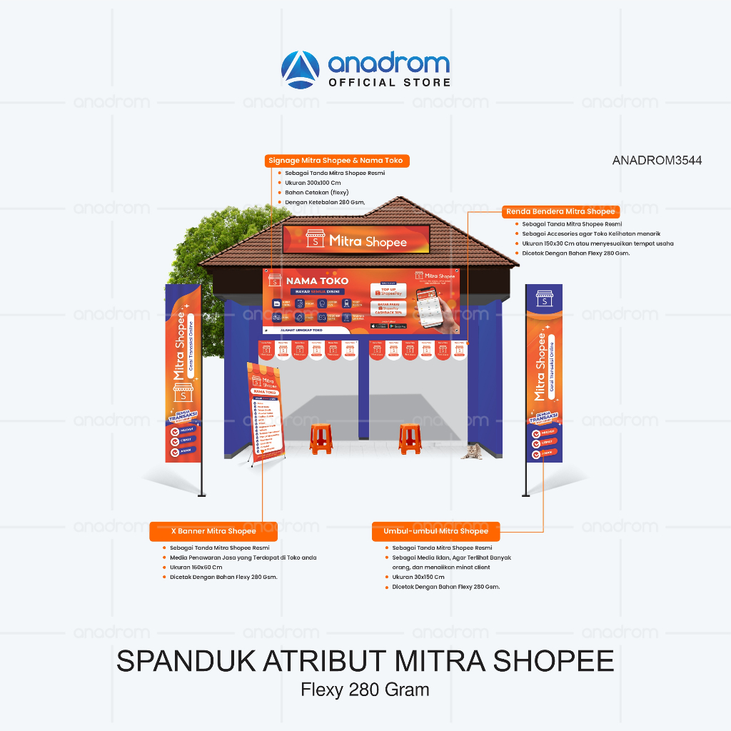 Spanduk Atribut Mitra Shopee  | Banner Mitra Shopee Terlengkap | Anadrom3544