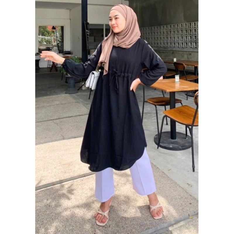 Tunik wanita medaline/pakaian wanita/Tunik terbaru/pakaian muslim/Bahan cringkle airflow