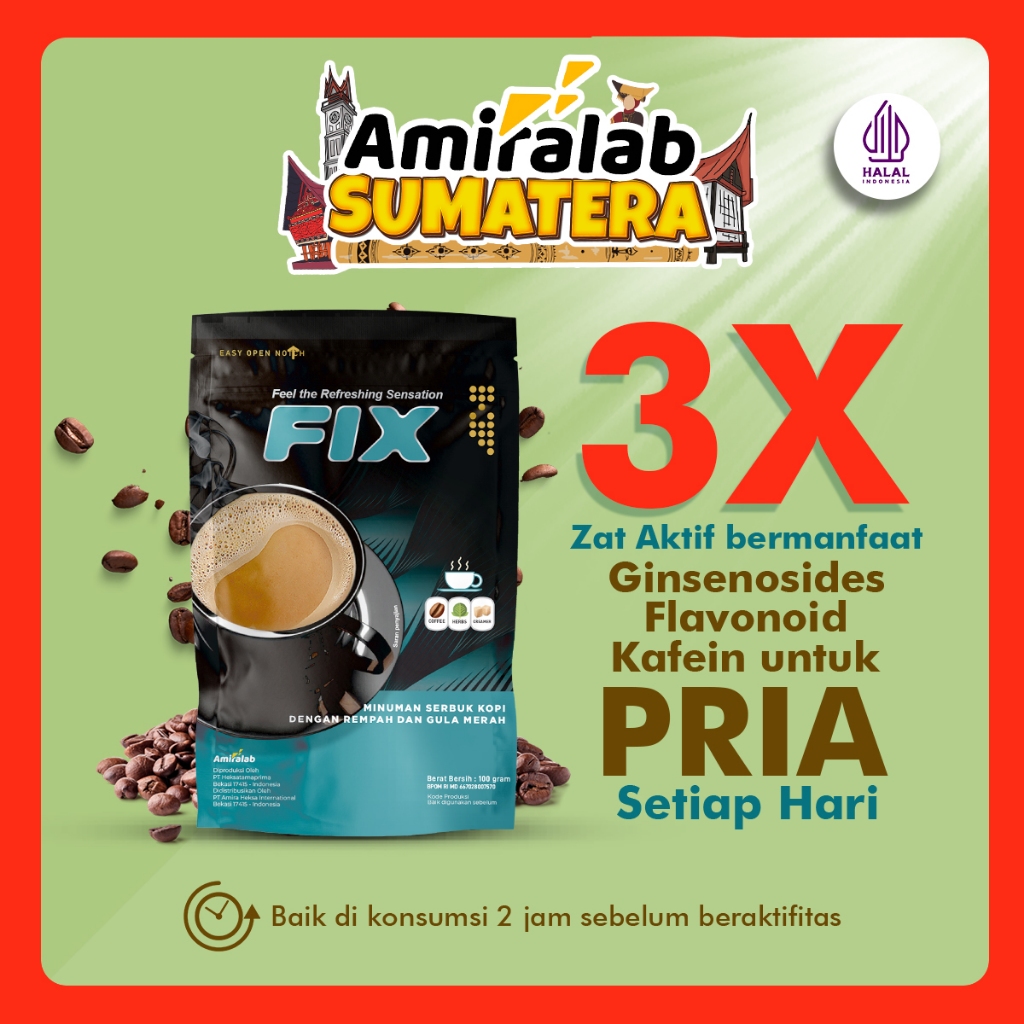 

AMIRALAB Fix Coffee Minuman Kopi Herbal Alami Kesehatan Pria Stamina Tangguh 100gr