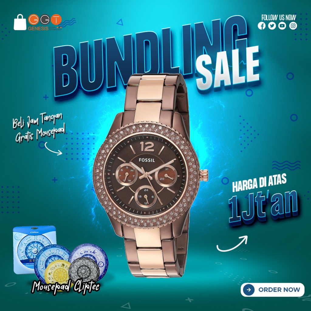 [DAPATKAN HADIAH] Jam Tangan Wanita Fossil ES4079 Stella Multifunction Ladies Dark Brown Dial Brown 