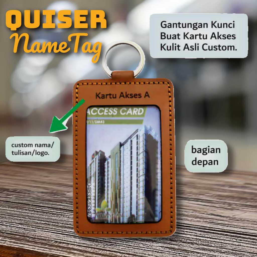 

Id Card / Name Tag Free Custom Nama Kulit Asli Garut Quiser Nametag