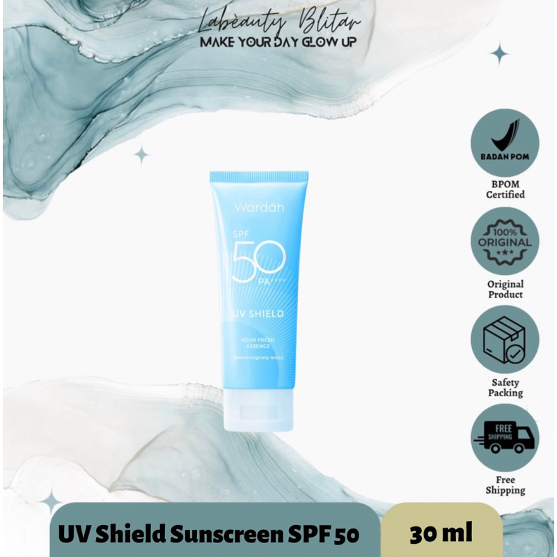 Wardah UV Shield Sunscreen SPF 50 PA ++++ warna biru