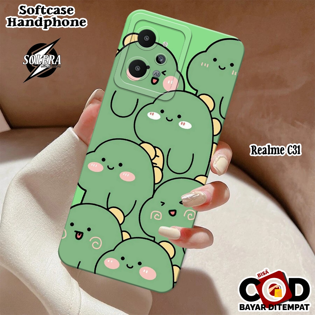 Case Realme C31 Softcase Realme C31 Terbaru Silikon Pro Camera Fashion Case Kartun Dino Cute Cover H