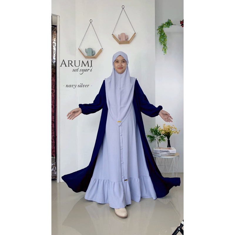 Arumi Set Gamis Dan Bergo Dress Bahan Airflow Crinkle Kamilia Butik Bojonegoro