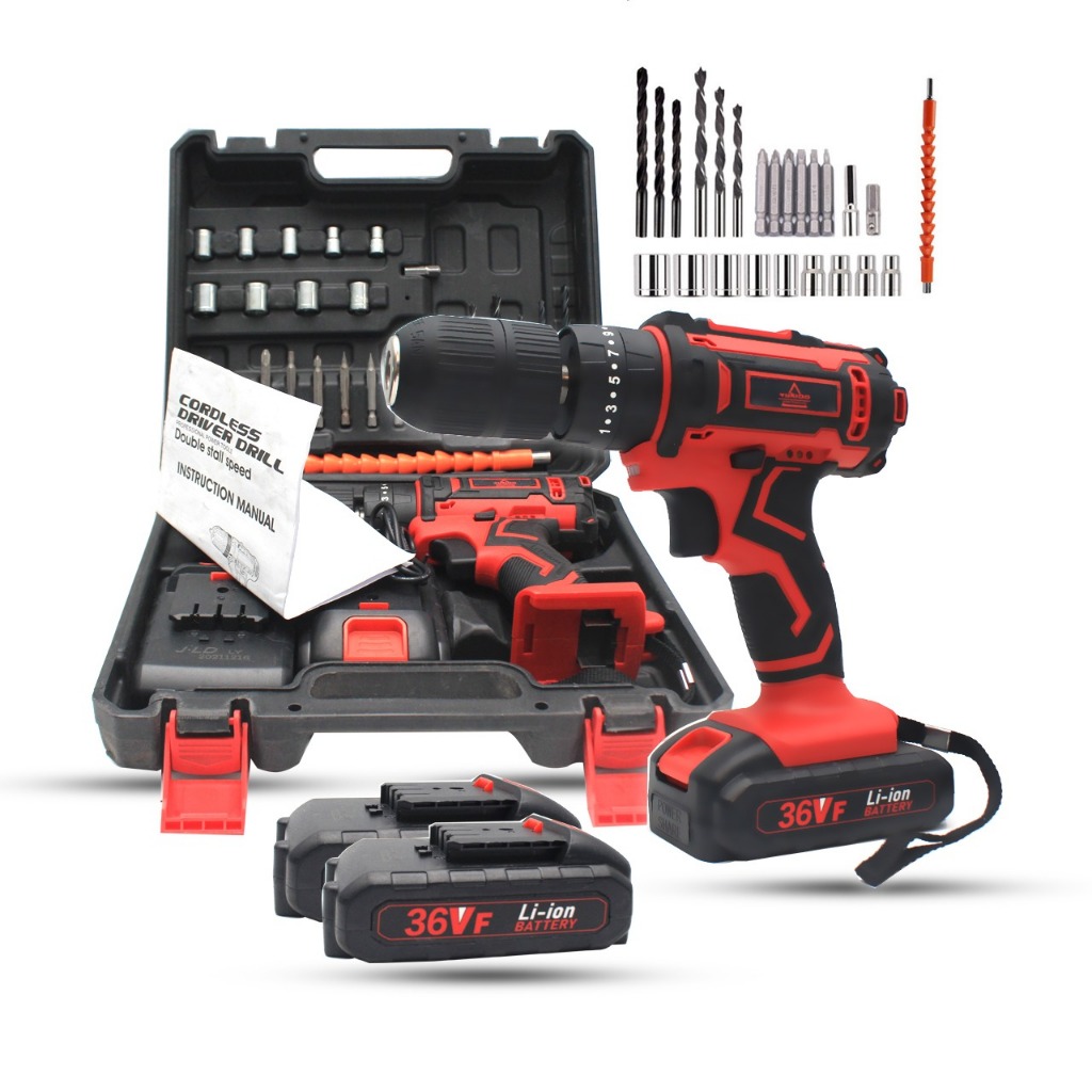 HARGA TURUN Mesin Bor Baterai Tangan/Cordless Drill Battery YUKIDO 12V 36V 2 Battery -AB-12FV