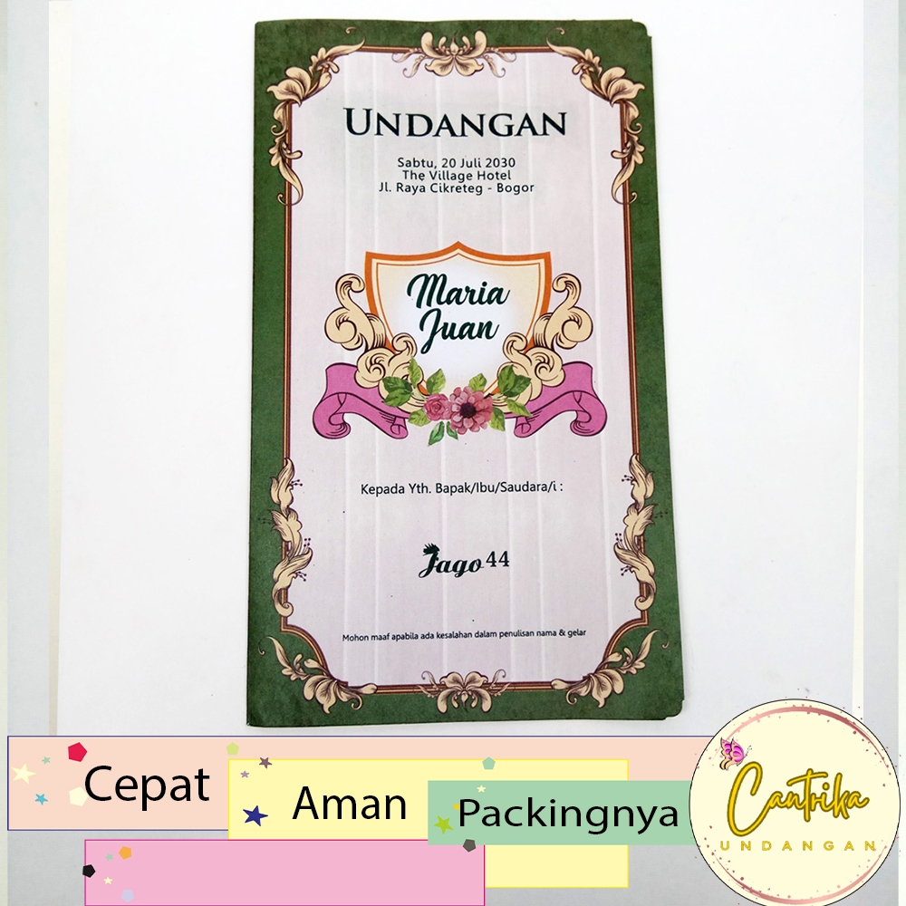 Blangko Undangan Pernikahan Jago 44 atau kertas undangan kosong belum ada teks Harga Murah Grosir,1 