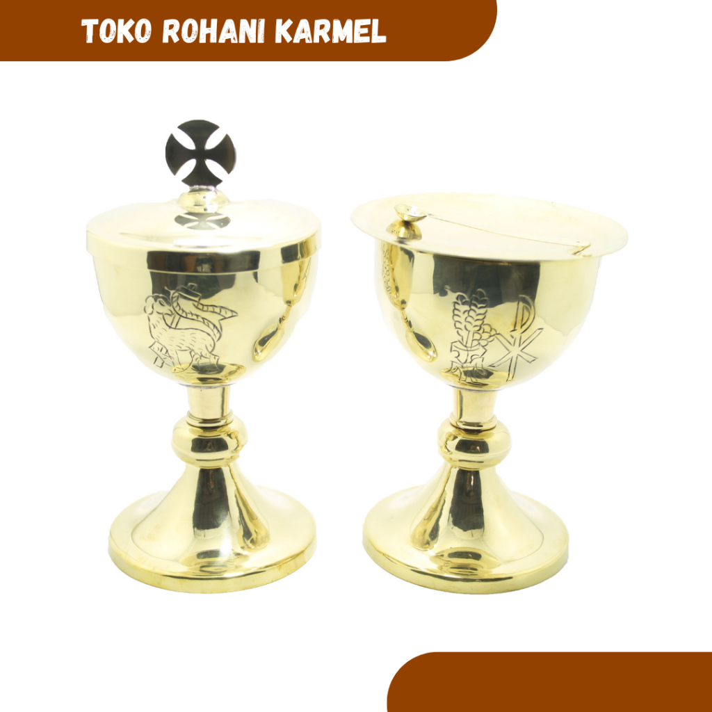 Murah SIBORI TEMPAT HOSTI KATOLIK / PERALATAN MISA KATOLIK / SIBORI KUNINGAN Diskon Promo