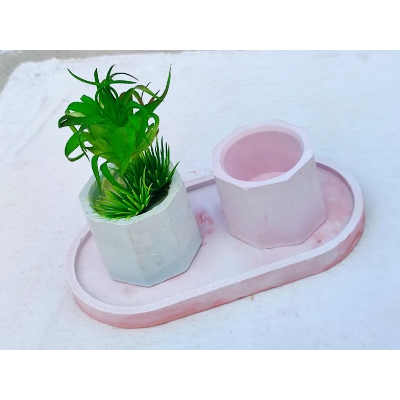 Pot Semen /Pot Kaktus Mini Hexagonal Segi Enam / Mini Concrete Planter - Pot Sukulen Kecil - Pot Bun