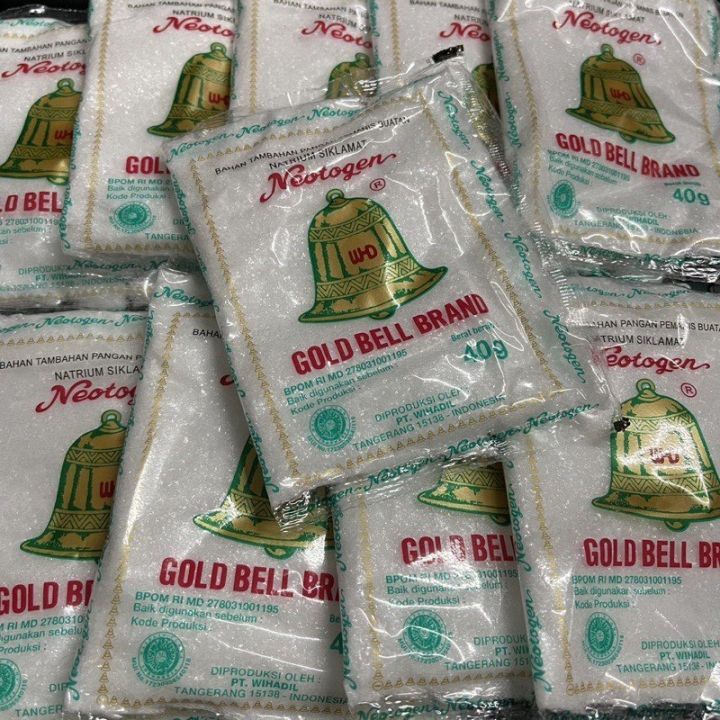 

PEMANIS BUATAN NATRIUM SIKLAMAT NEOTOGEN GOLD BELL BRAND (40GRAM) (1 BUNGKUS) | SARI MANIS