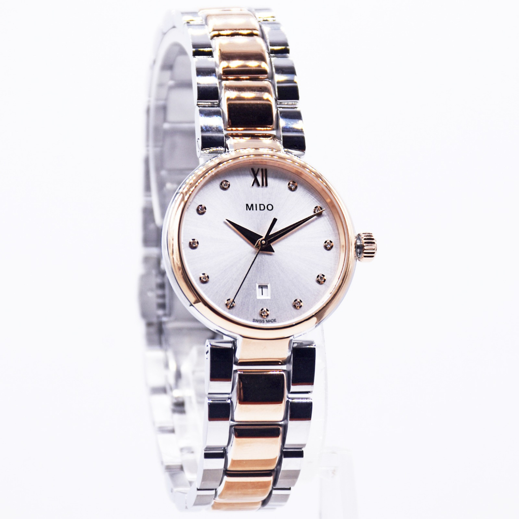 100% asli jam wanita Mido Lady M022.210.22.036.00 Baroncelli Donna Silver Rose