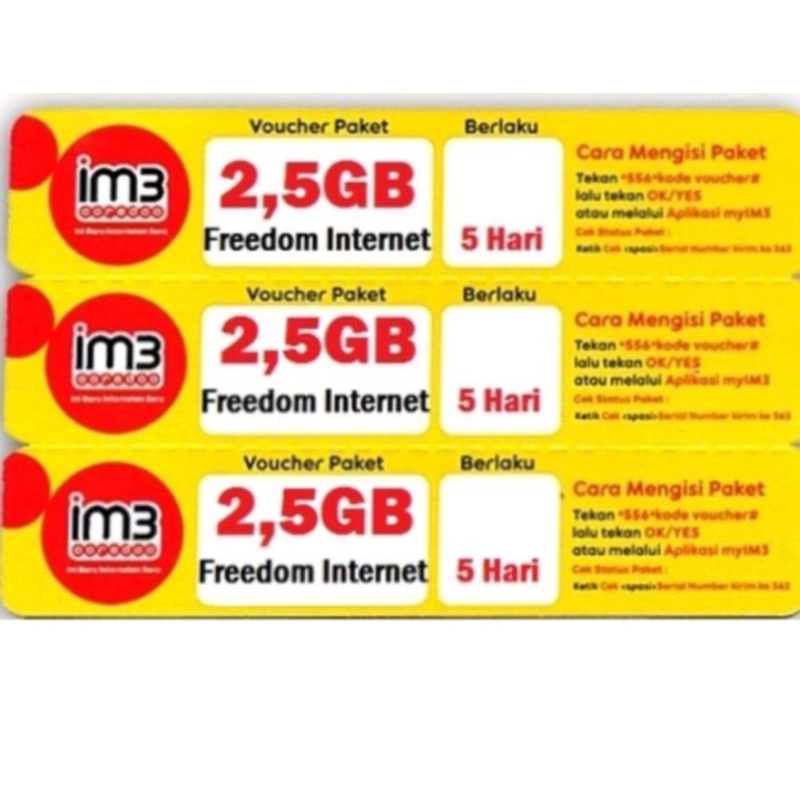 Voucher Indosat IM3 2,5gb 5hari