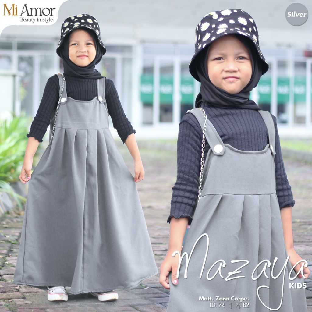 MAZAYA OVERALL KIDS MUKENA DRESS GAMIS SET SYARI KIDS ORI MI AMOR