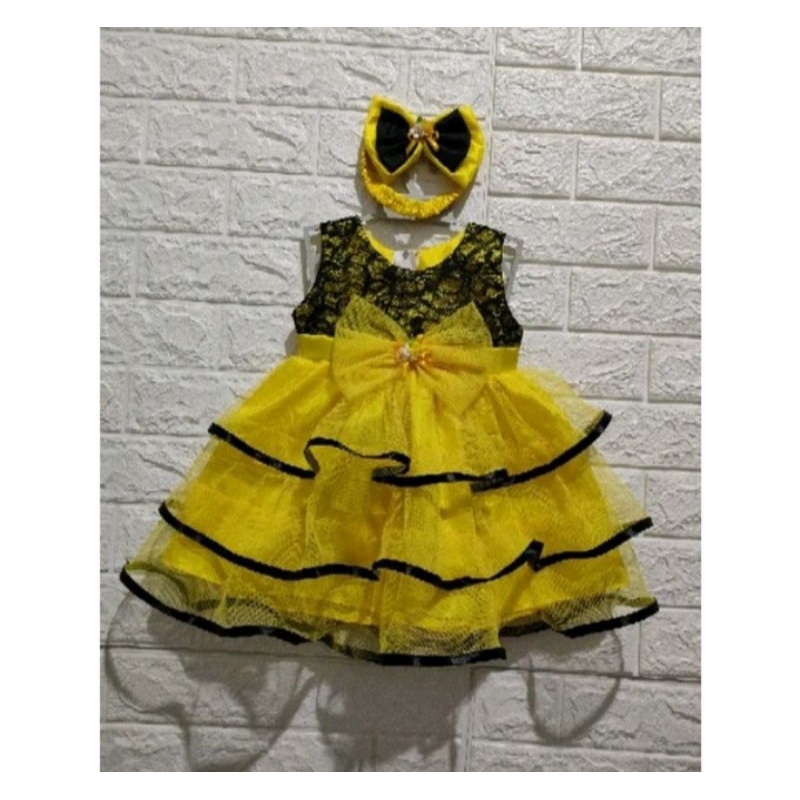 Gaun pesta anak bayi,dress anak perempuan tile