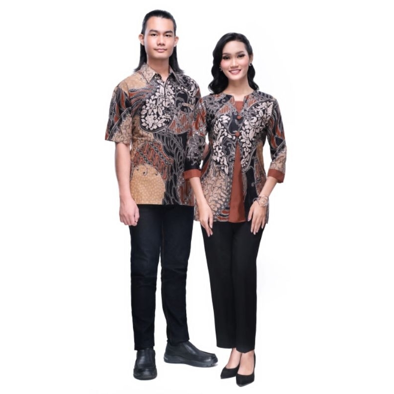 Batik Cauple Blus/ Atasan Arini Coklat