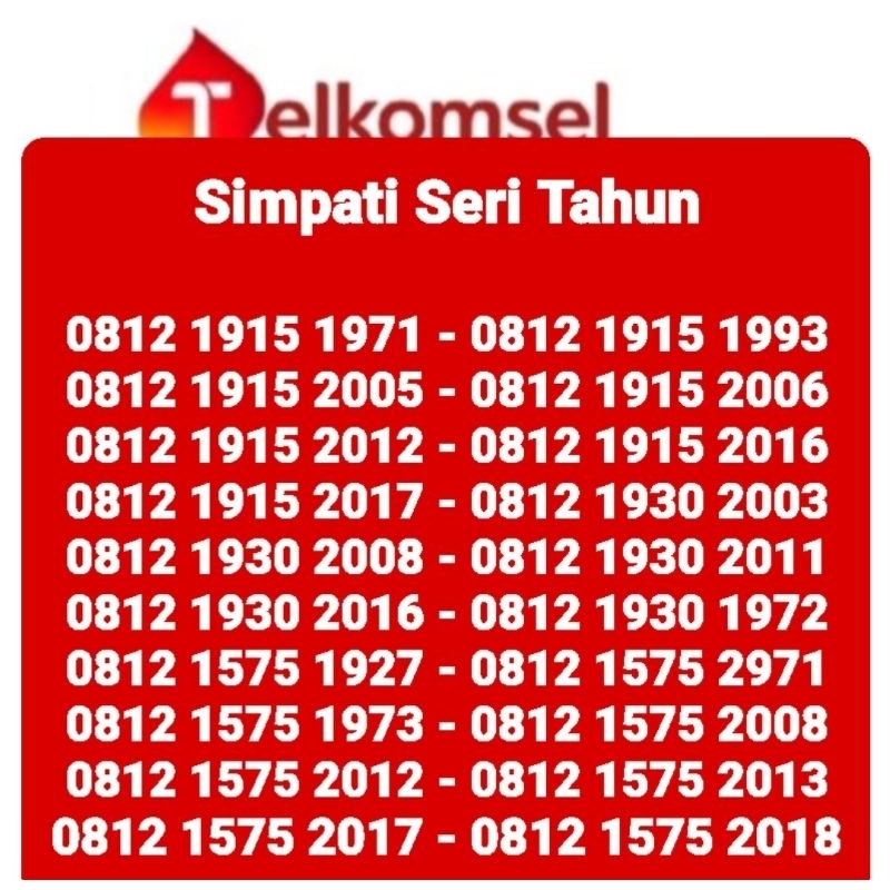 Nomor simpati seri tahun lahir