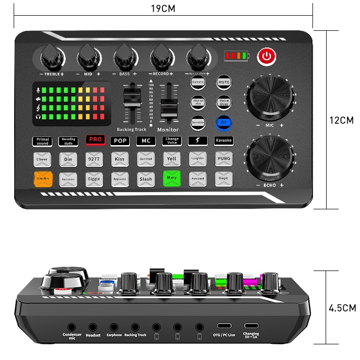 Produk Soundcard Bluetooth Sound Card F998/V8S/V8 Live Mixer Audio Broadcast Recording Karaoke Sound