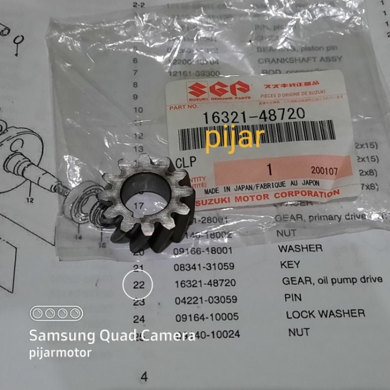 Gear Oil Pump Drive Gigi Pompa Oli Besi Suzuki TS 125