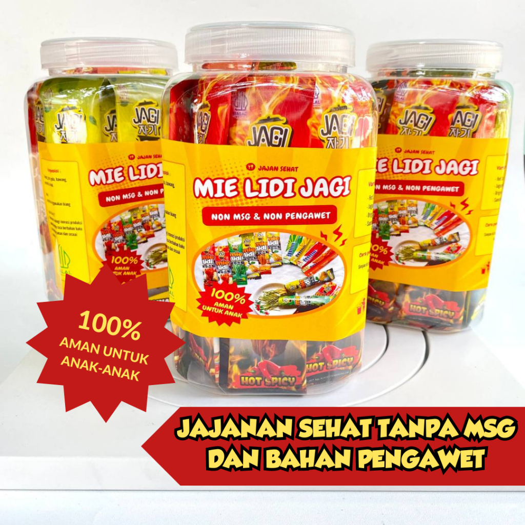 

Mie Lidi Jagi Kemasan Hemat Gratis Toples Cantik Mi Biting Sapu Lidi