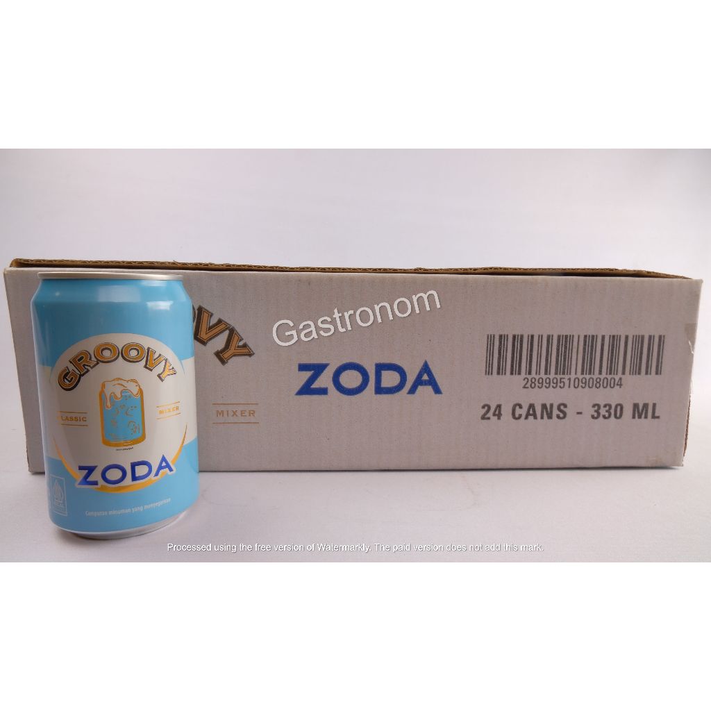 

Groovy Zoda Soda Water / Zoda Air Soda kemasan kaleng 24 x 330 ml