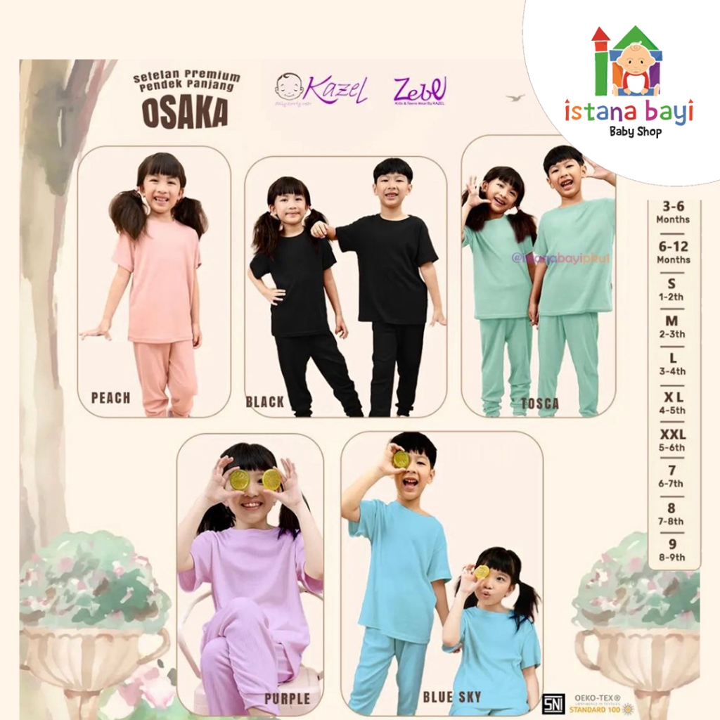 Kazel Setelan Pendek Panjang Osaka / Setelan Pendek Panjang New Colour