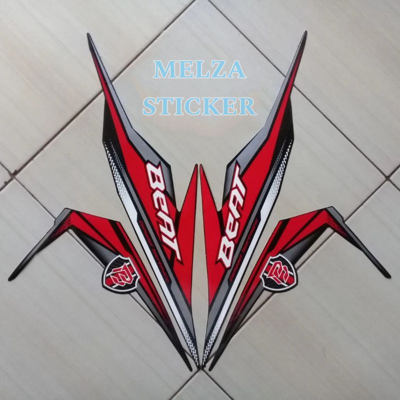 Stiker Striping Motor Beat 2019 Cw Hitam Merah Sticker Lis Body Standar