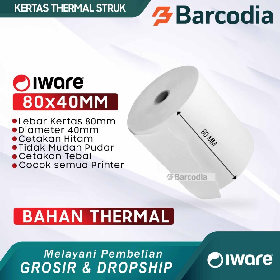 

BARCODIA Kertas Thermal 80x40 mm Roll