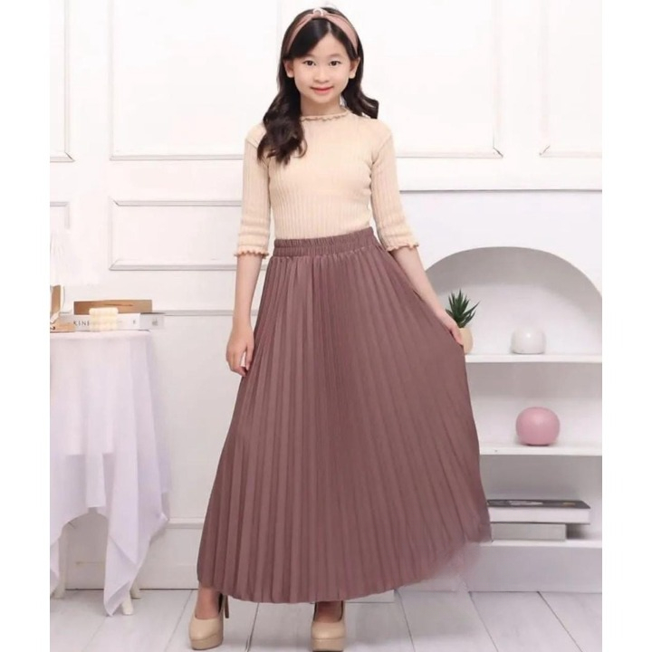 ROK PLISKET ANAK PREMIUM MOUMBLE Tanggung Bawahan Rok Anak Mayung KULOT PLISKET ANAK PREMIUM - celana moumble crepe anak plisket