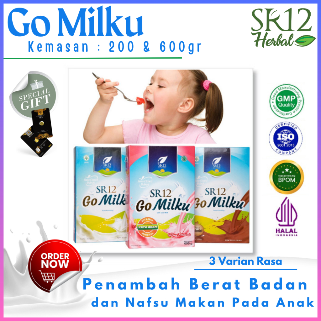

SR12 Go Milku Susu Penggemuk Badan Anak Penambah Nafsu Makan Anak Imun Booster Mencerdaskan Otak Ampuh Original