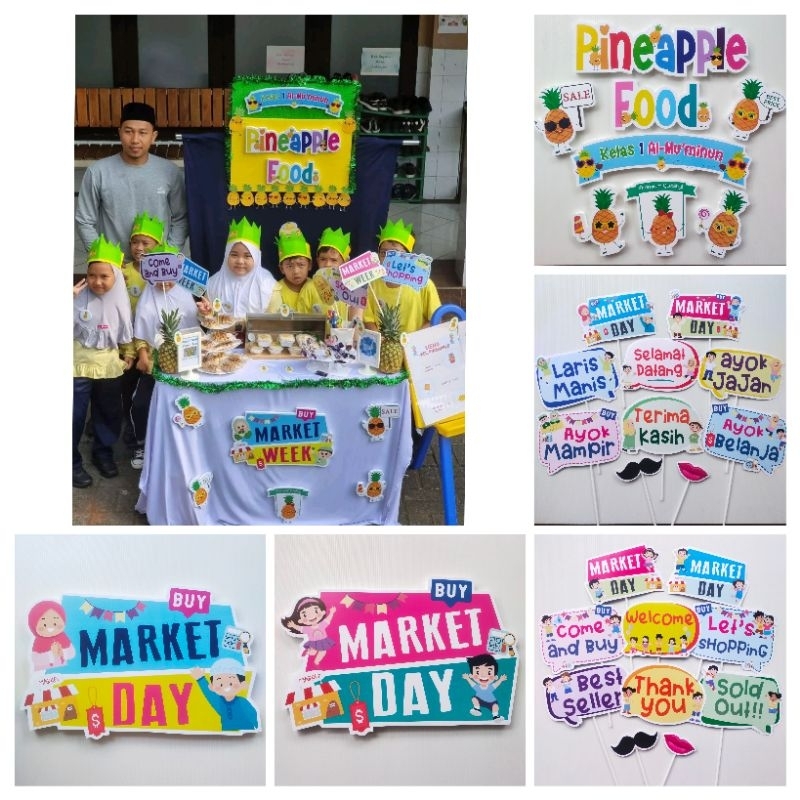 CUSTOM DEKORASI MARKET DAY FUN PROPS TULISAN  STEROFOAM BUNTING FLAG