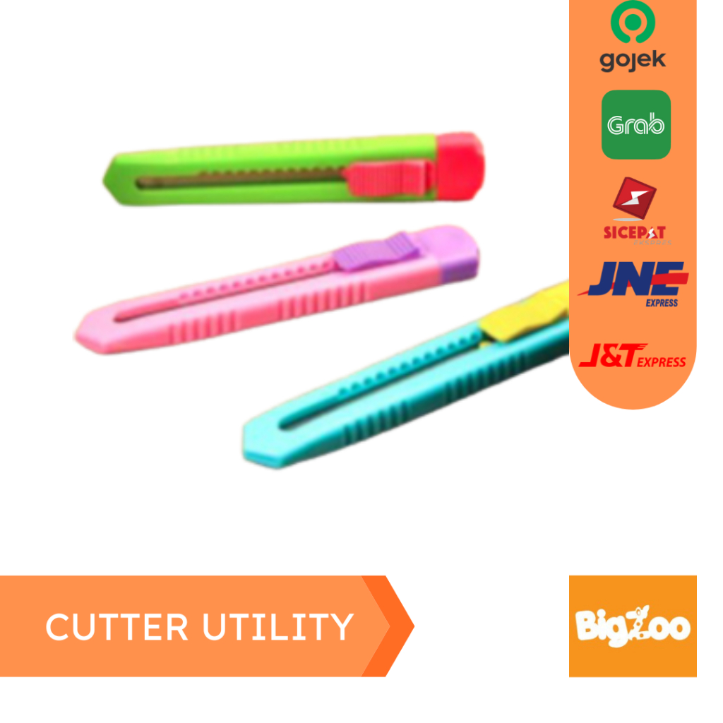 

Bigzoo Pisau Cutter Kecil Plastik Multifungsi Utility Knife Tajam Anti Karat Desain Simpel dan Praktis