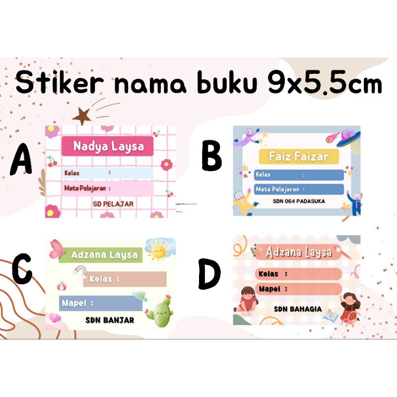 25PCS STIKER NAMA BUKU PELAJARAN/STIKER NAMA BUKU SEKOLAH/STIKER NAMA BUKU CUSTOM/STIKER NAMA BUKU W