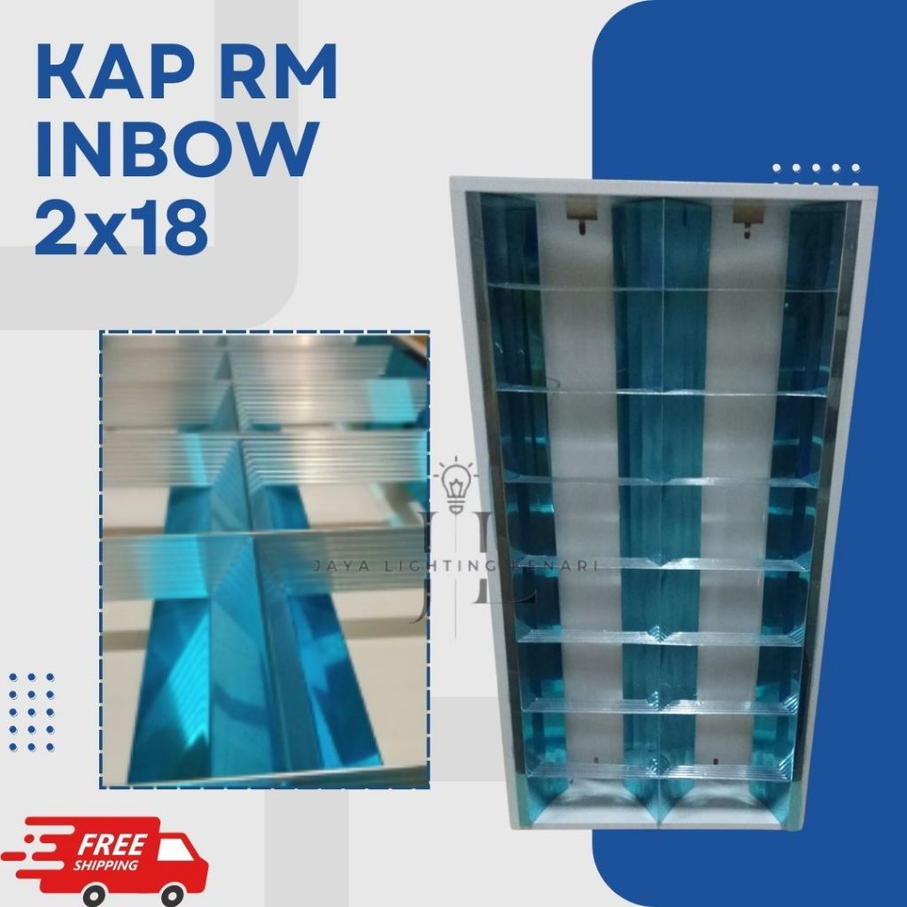 KAP RM 2x18 TL T8 + SET LED 8W PHILIPS / KAP LAMPU RM 2x18