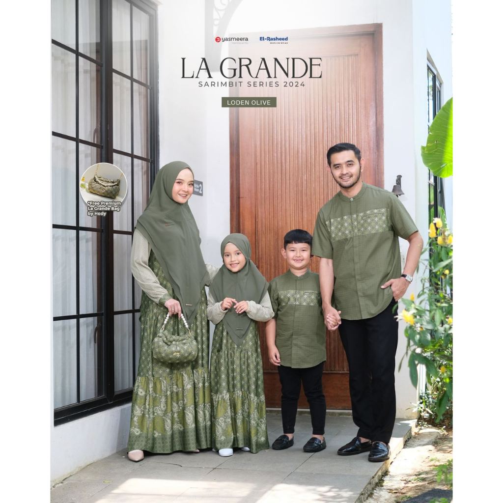 Sarimbit Keluarga 2024 Lebaran Yasmeera La Grande  Loden Olive - Baju Couple Keluarga Lebaran 2024 M