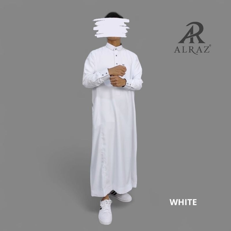 GAMIS/JUBAH ALRAZ PUTIH PREMIUM/LENGAN MANSET /JUBAH PUTIH/JUBAH SAUDI