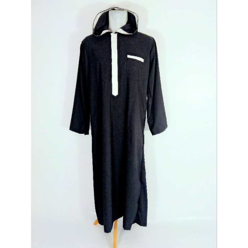 gamis pria hoodie hitam gamis hoodie pria hitam kombinasi putih