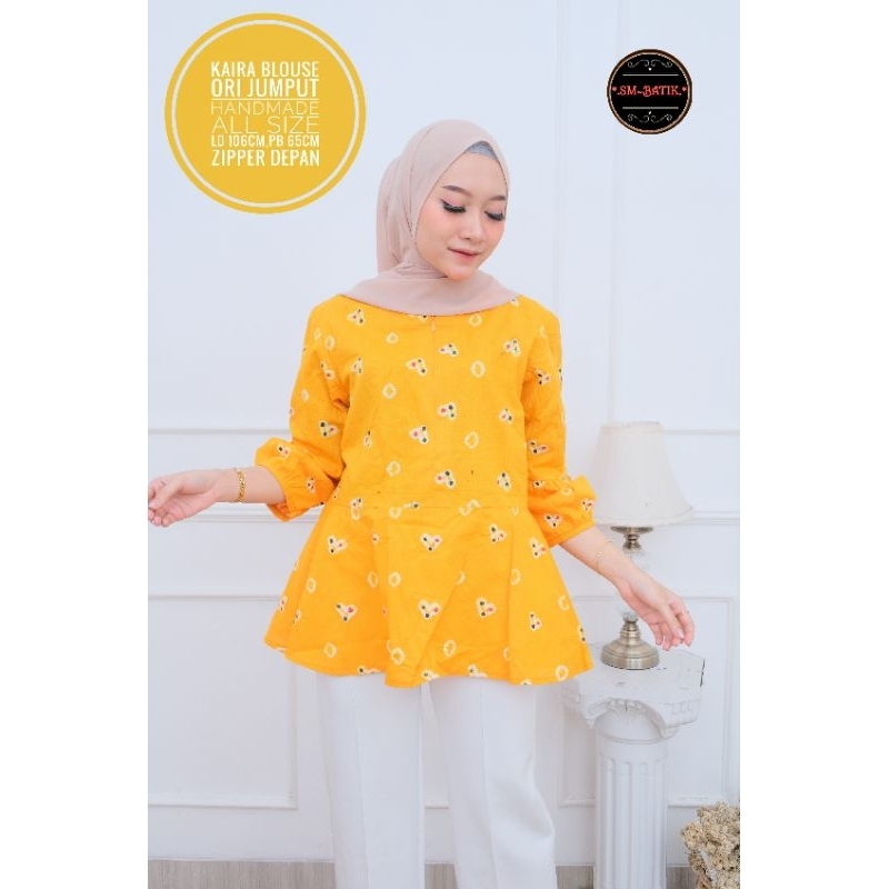BLUS BATIK MOTIF JUMPUTAN,BLUS KUNING